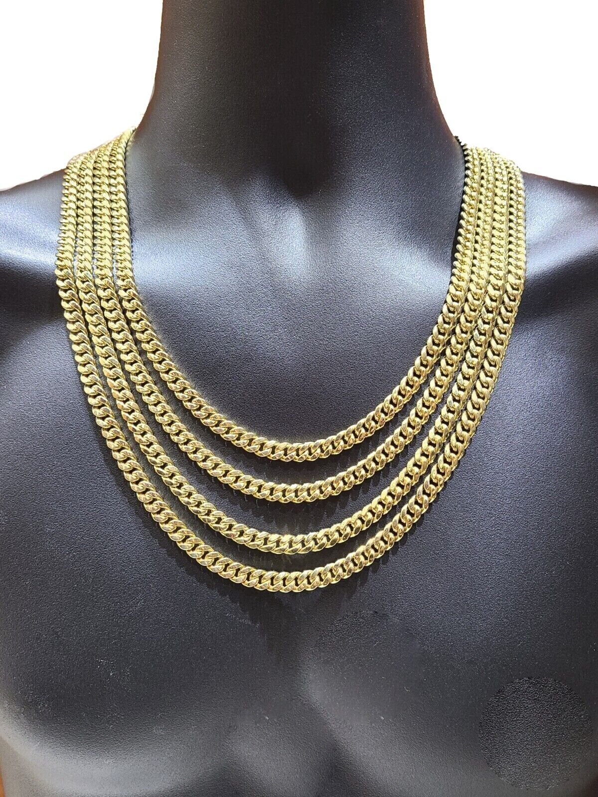 Real 10K Yellow Gold Miami Cuban Chain 8mm Necklace 18 - 30'' Inches Box 10kt - GoldenlinQ